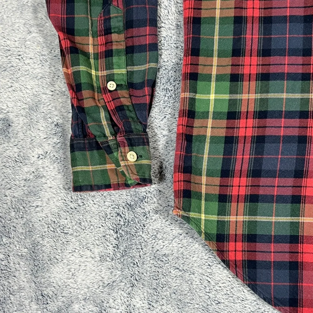 Ralph Lauren Mens Classic Fit Plaid Button‎ Down Shirt Red Green Blue Medium